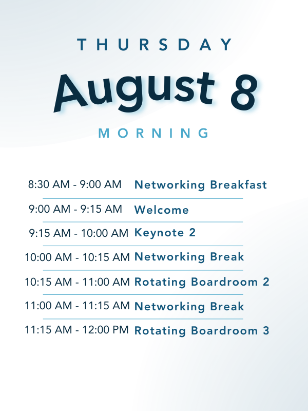 August 8 morning agenda